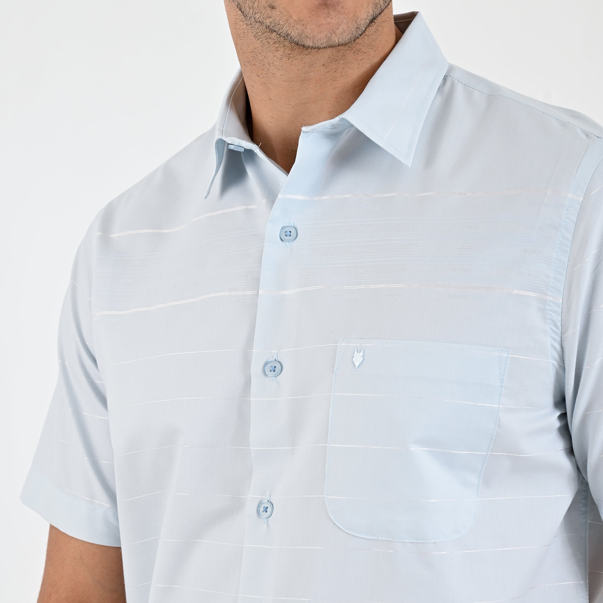 Camisa Yale Para Caballero Cenefa Manga Corta Classic Fit 4716 Azul cielo