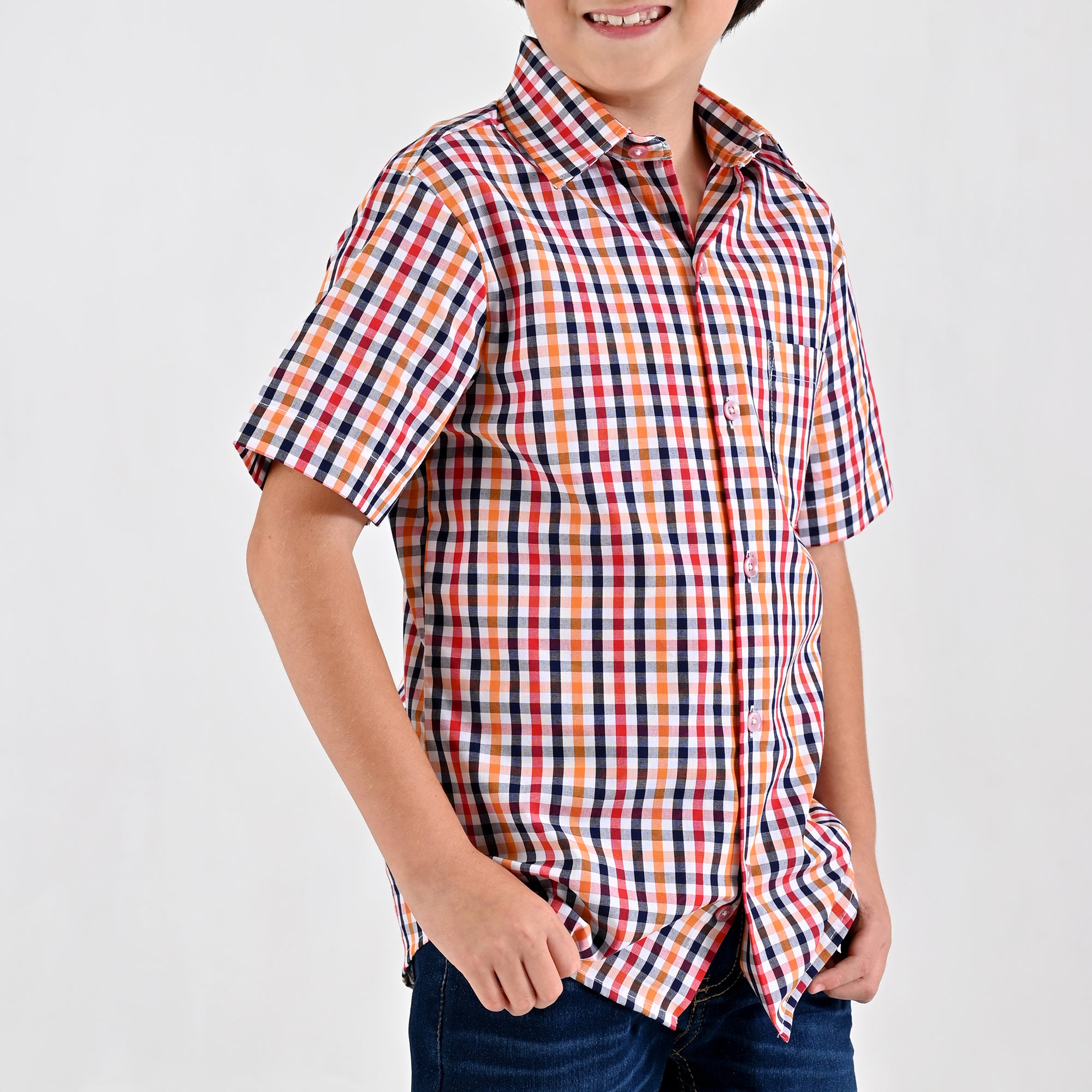 Camisa Yale Boys Manga Corta Regular Fit 4656 Rojo