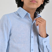Camisa Yale Boys Manga Larga Regular Fit 4657 Azul
