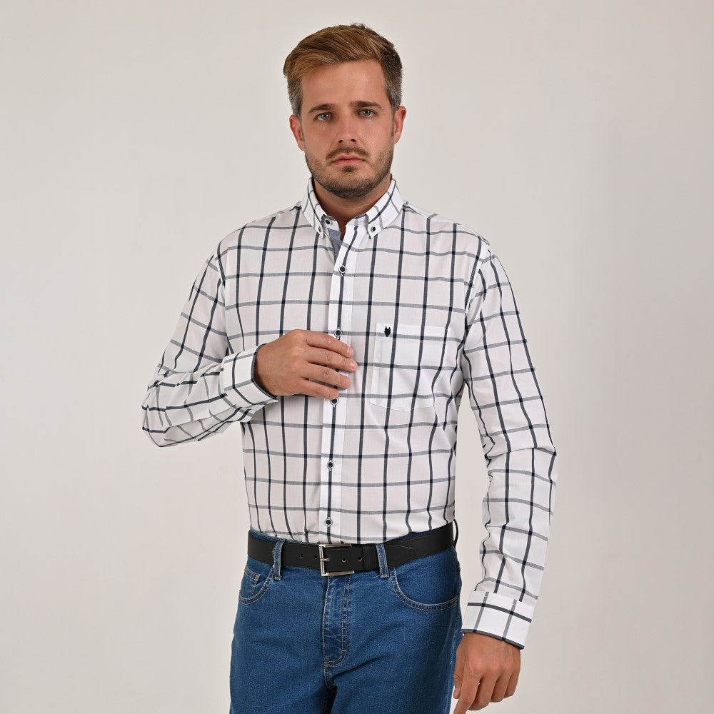 Camisa Yale Para Caballero Manga Larga Regular Fit 4636 Blanco