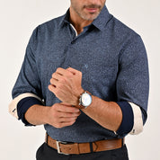 Camisa Yale Collection Para Caballero Manga Larga Slim Fit 4602 Marino