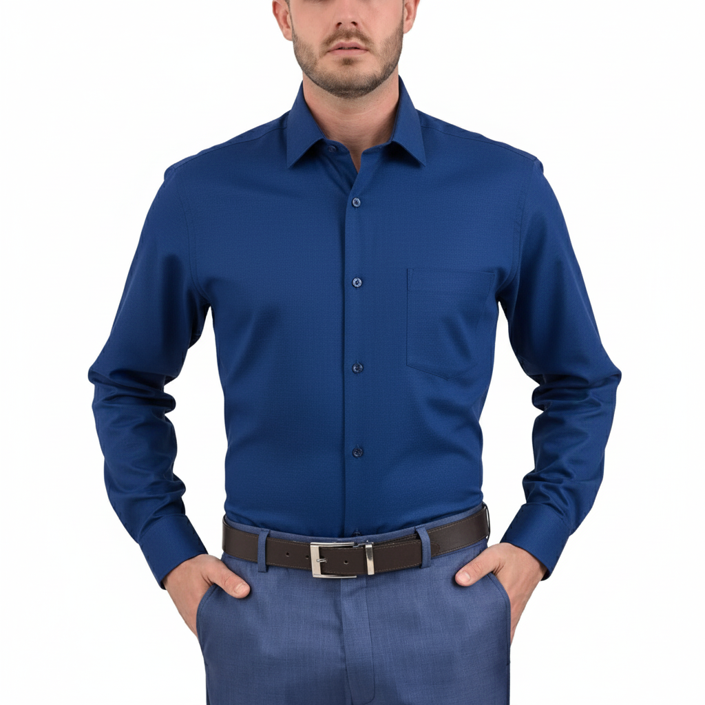 Camisa Sansabelt Regular Fit Manga Larga Botón Oculto 4341