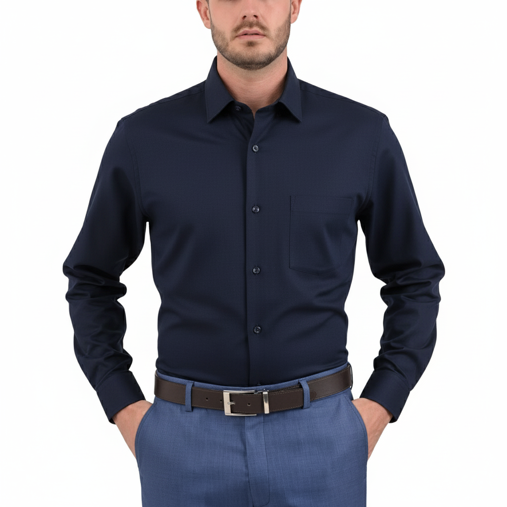 Camisa Sansabelt Regular Fit Manga Larga Botón Oculto 4341