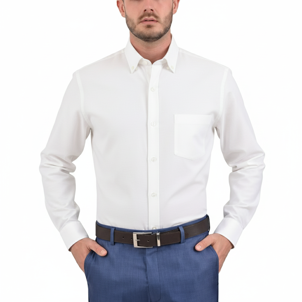 Camisa Sansabelt Regular Fit Manga Larga Botón Oculto 4341