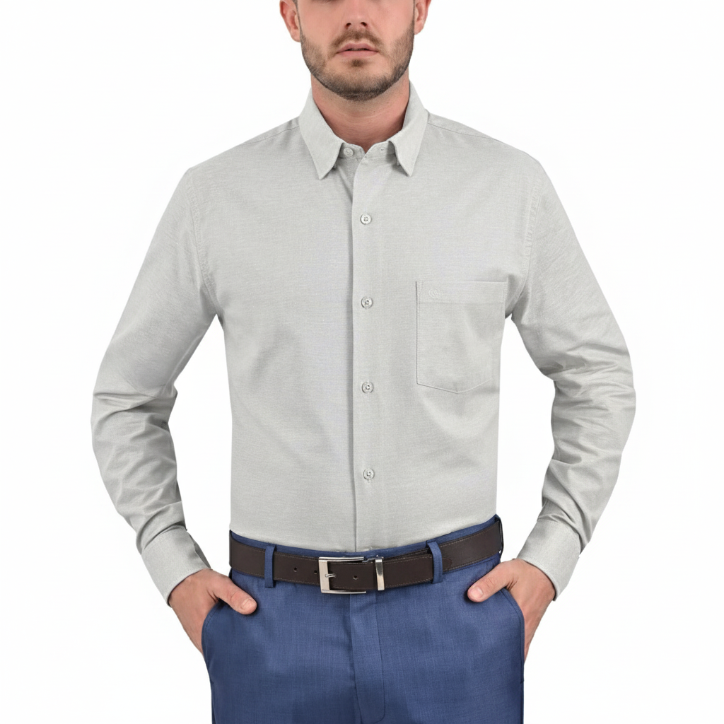Camisa Sansabelt Regular Fit Manga Larga Botón Oculto 4341