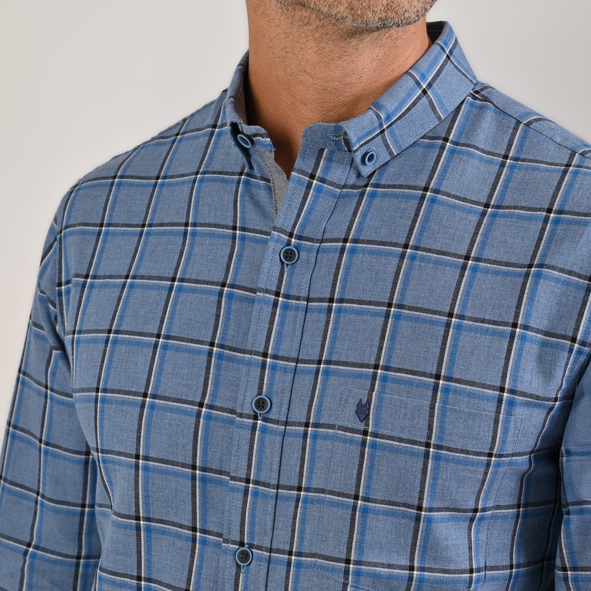 Camisa Yale Para Caballero Manga Larga Regular Fit 4641 Azul