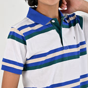 Playera Yale Boys Cuello Polo Manga Corta Fit 7387 Blanco