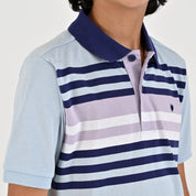 Playera Yale Boys Cuello Polo Manga Corta Fit 7389 Azul