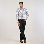 Camisa Yale Para Caballero Vaquera Manga Larga Regular Fit 4585 Blanco
