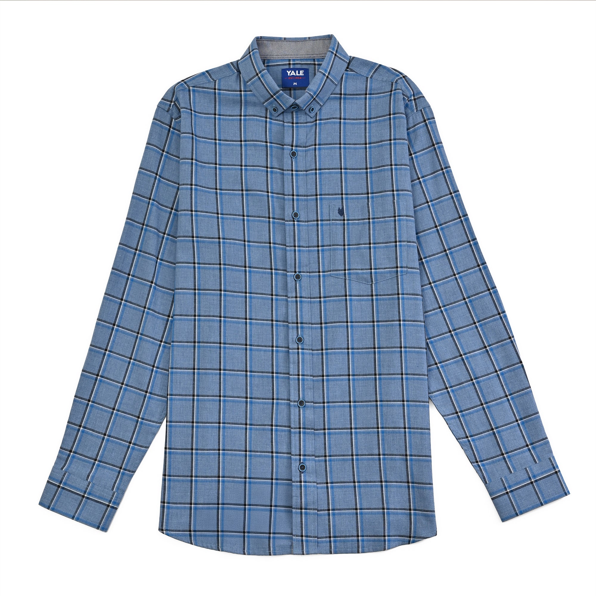 Camisa Yale Para Caballero Manga Larga Regular Fit 4641 Azul
