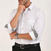 Camisa Yale Collection Para Caballero Manga Larga Slim Fit 4603 Blanco