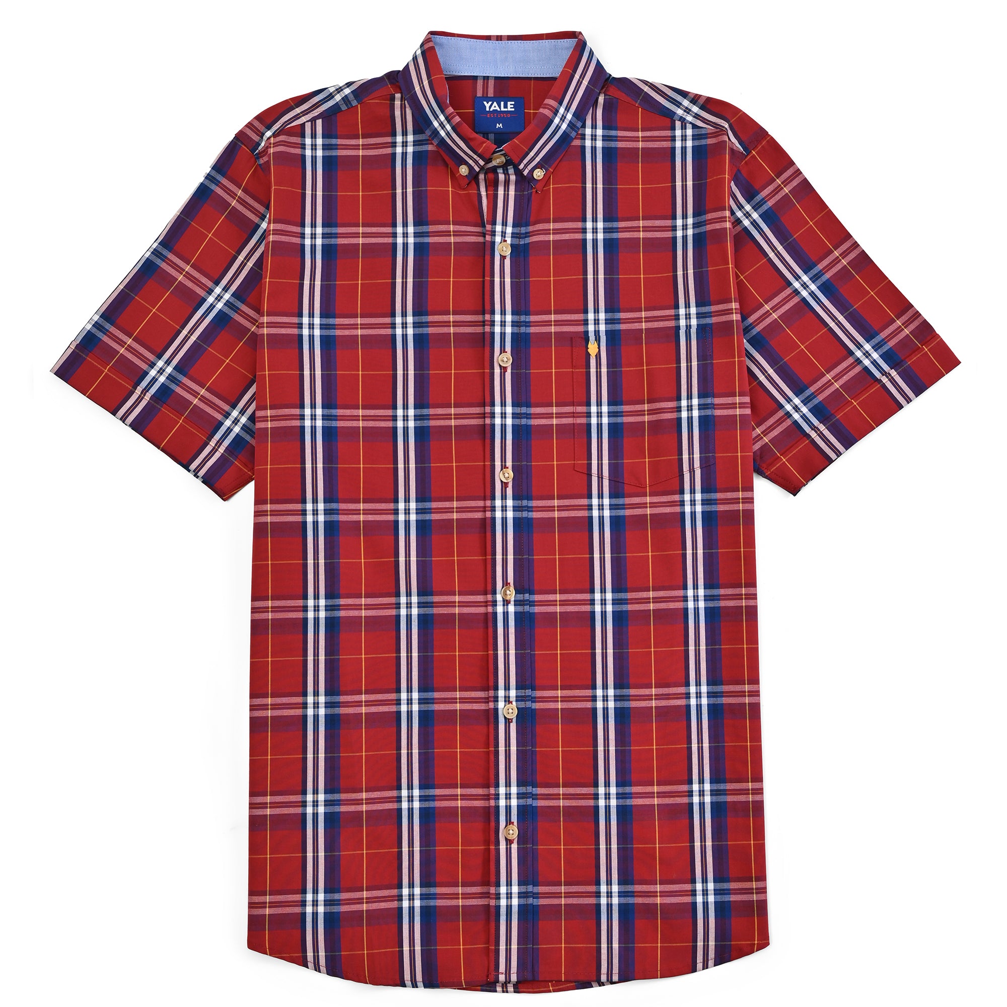 Camisa Yale Para Caballero Manga Corta Regular Fit 4654 Vino