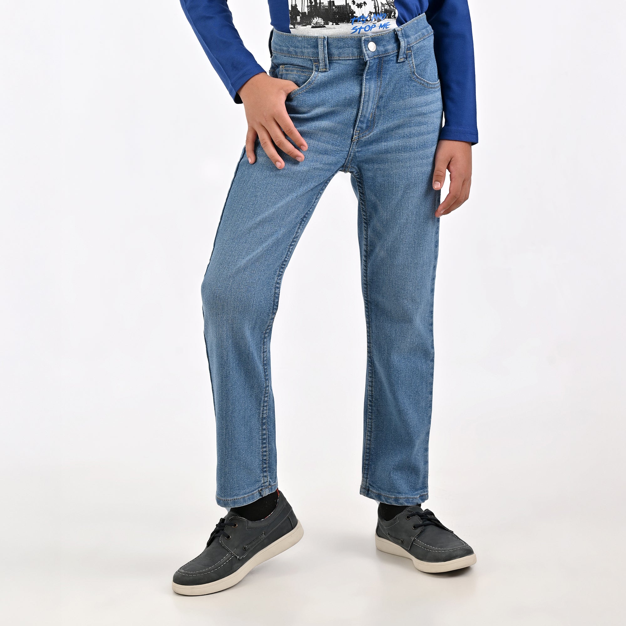 Pantalón de Mezclilla Yale Boys Slim Fit 2944 Azul Plumbago