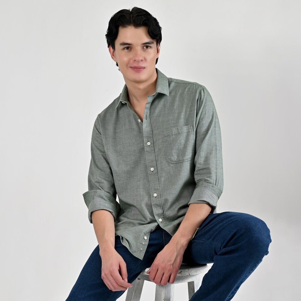 Camisa Caballero Supply Company Manga Larga Slim Fit 4561 Verde Militar