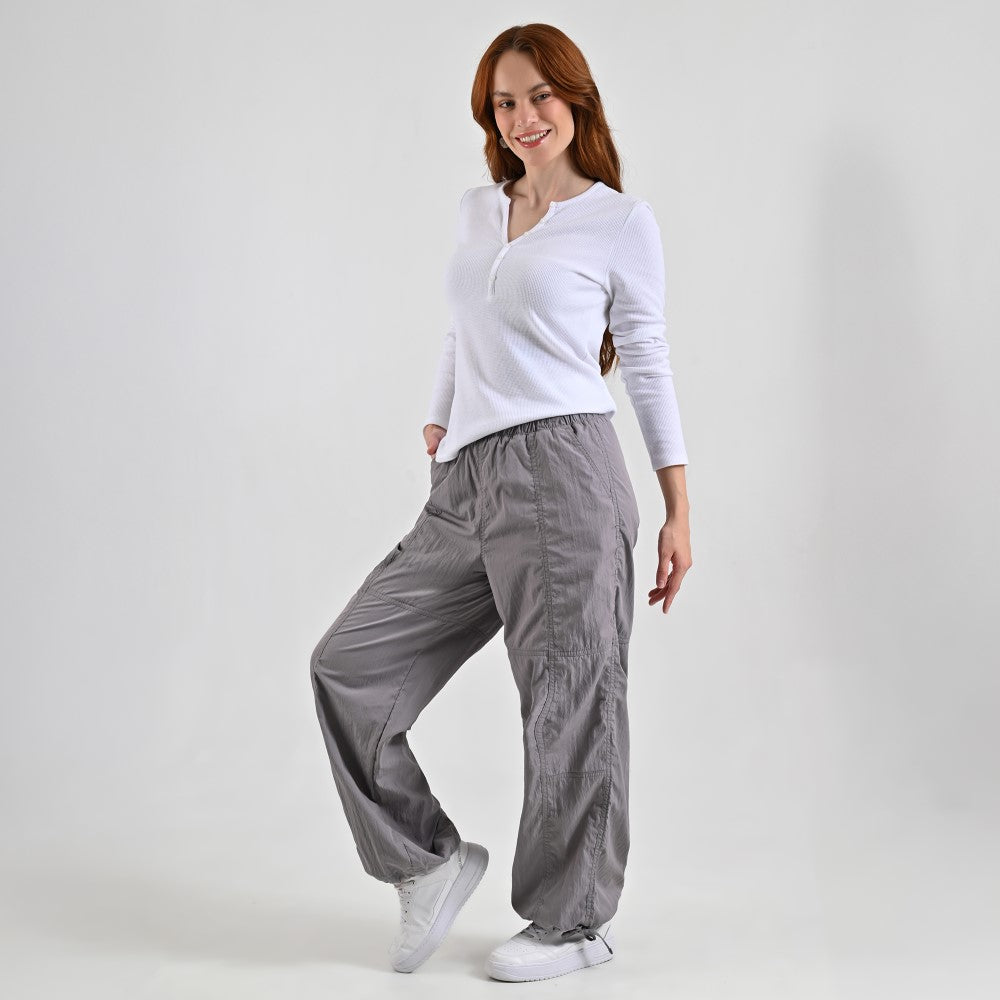 Playera Para Dama Supply Company Manga Larga Cuello Henley Slim Fit B909 Blanco