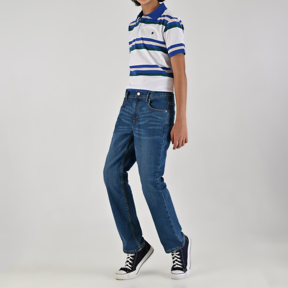 Pantalón de Mezclilla Yale Boys Slim Fit 3641 Azul Plumbago