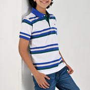 Playera Yale Boys Cuello Polo Manga Corta Fit 7387 Blanco