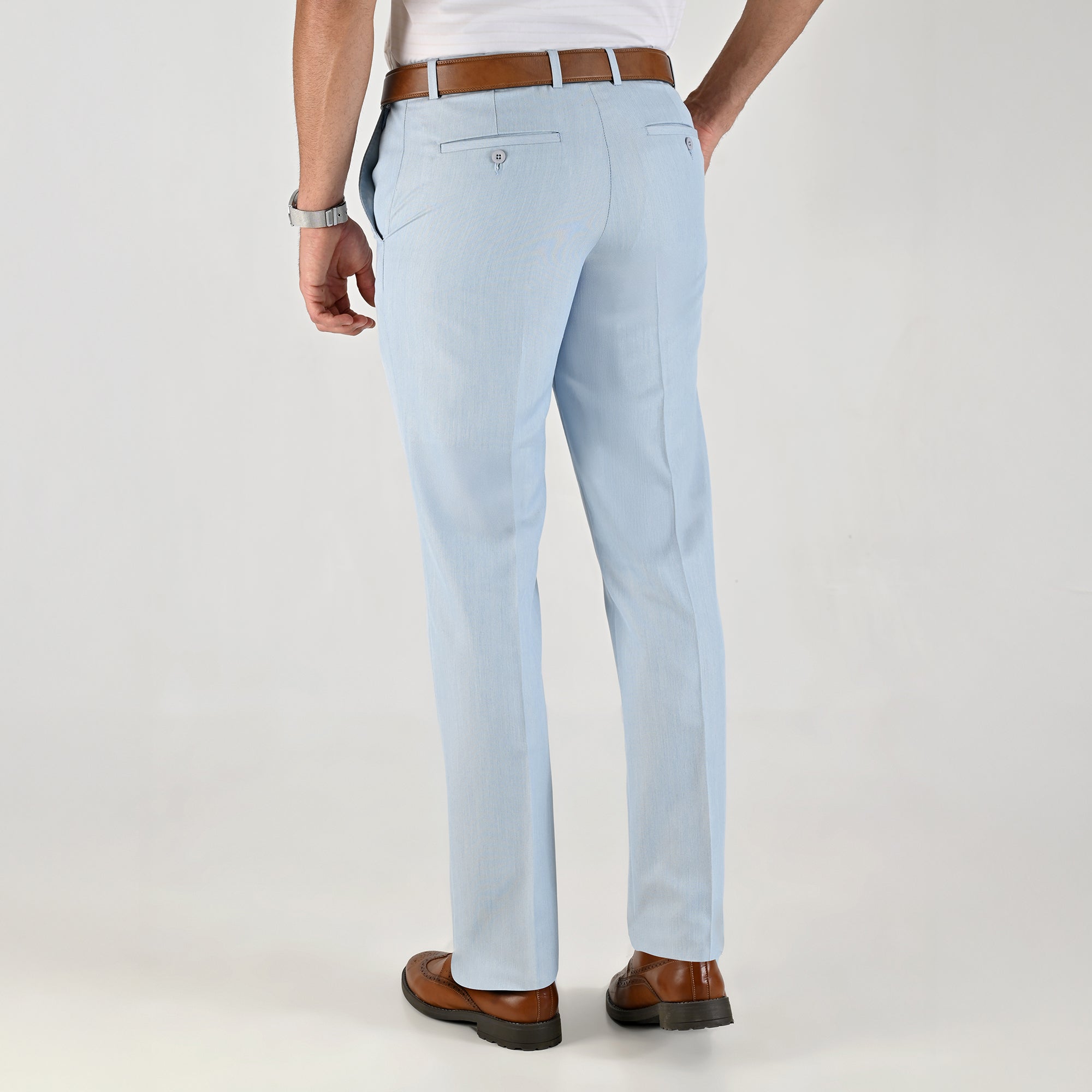 Pantalón de Vestir Yale para Caballero Cintura Ajustable Classic Fit 4703 Azul cielo