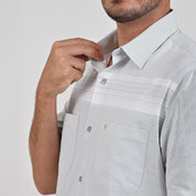 Camisa Yale Para Caballero Chazarilla Manga Corta Classis Fit 4709 Gris Perla