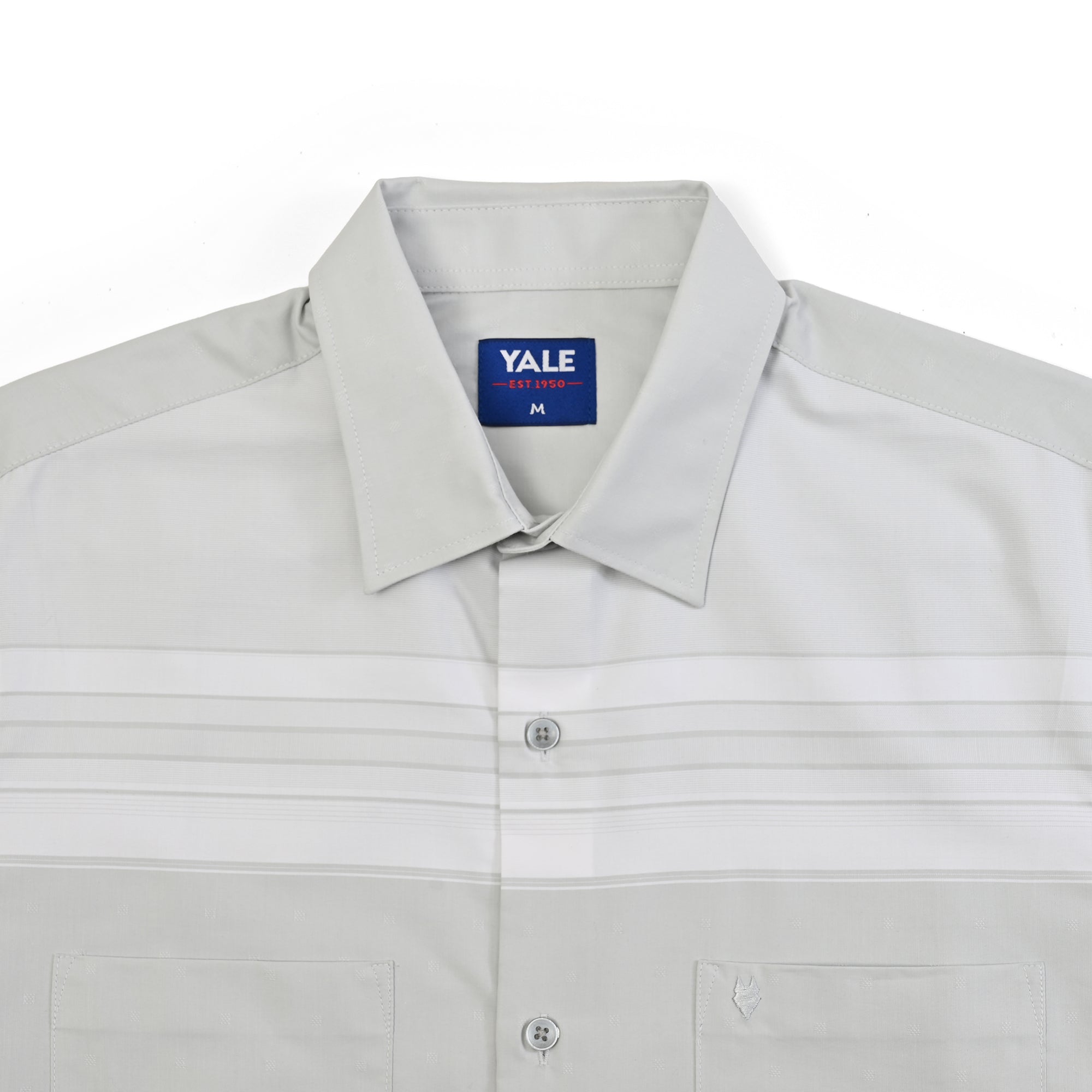 Camisa Yale Para Caballero Chazarilla Manga Corta Classis Fit 4709 Gris Perla