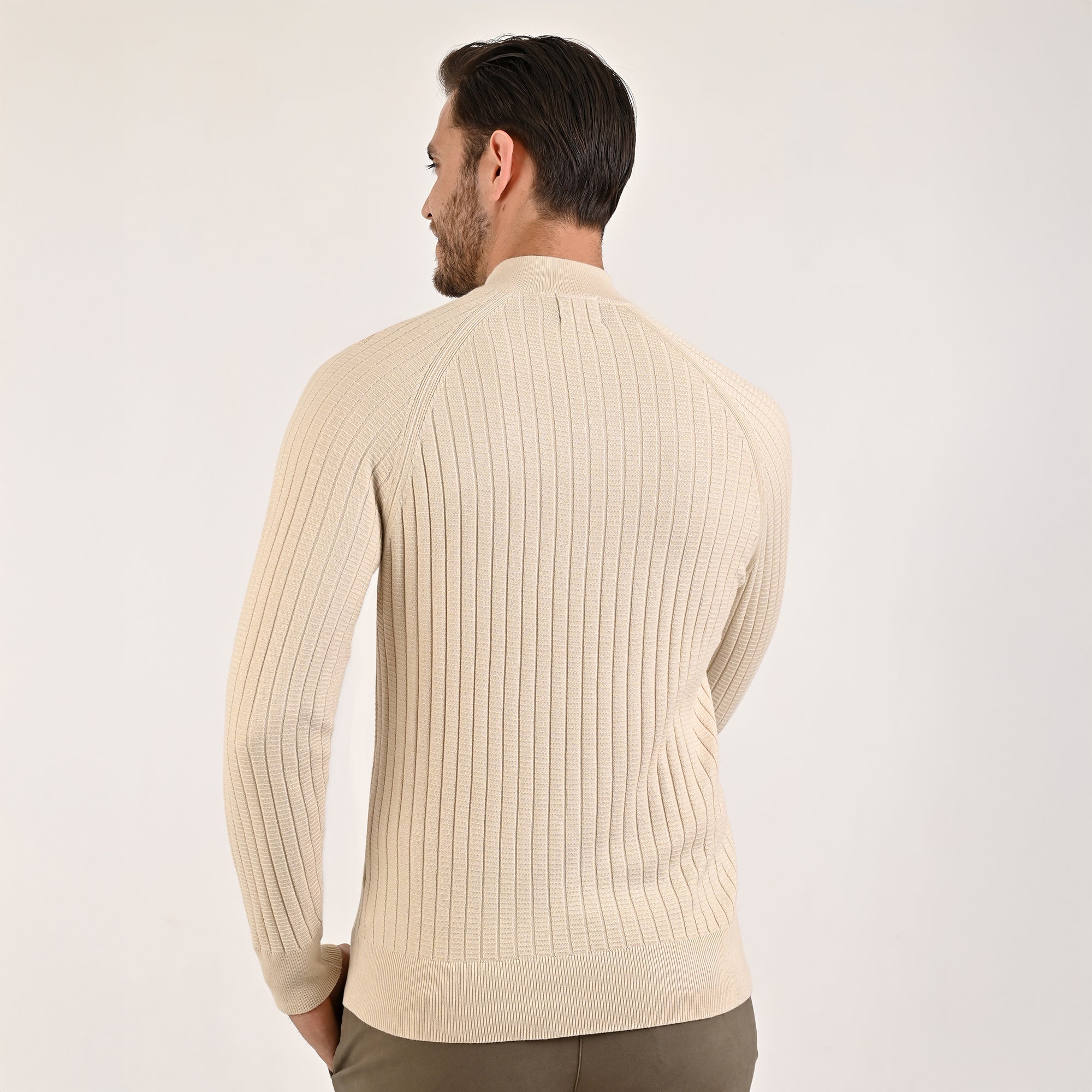 Sweater Yale Para Caballero Cuello Redondo Con Cierre Regular Fit 8100 Arena