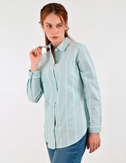 Blusa Para Dama Supply Company Manga Larga Tipo Camisera Fit 4570 Azul Turqueza