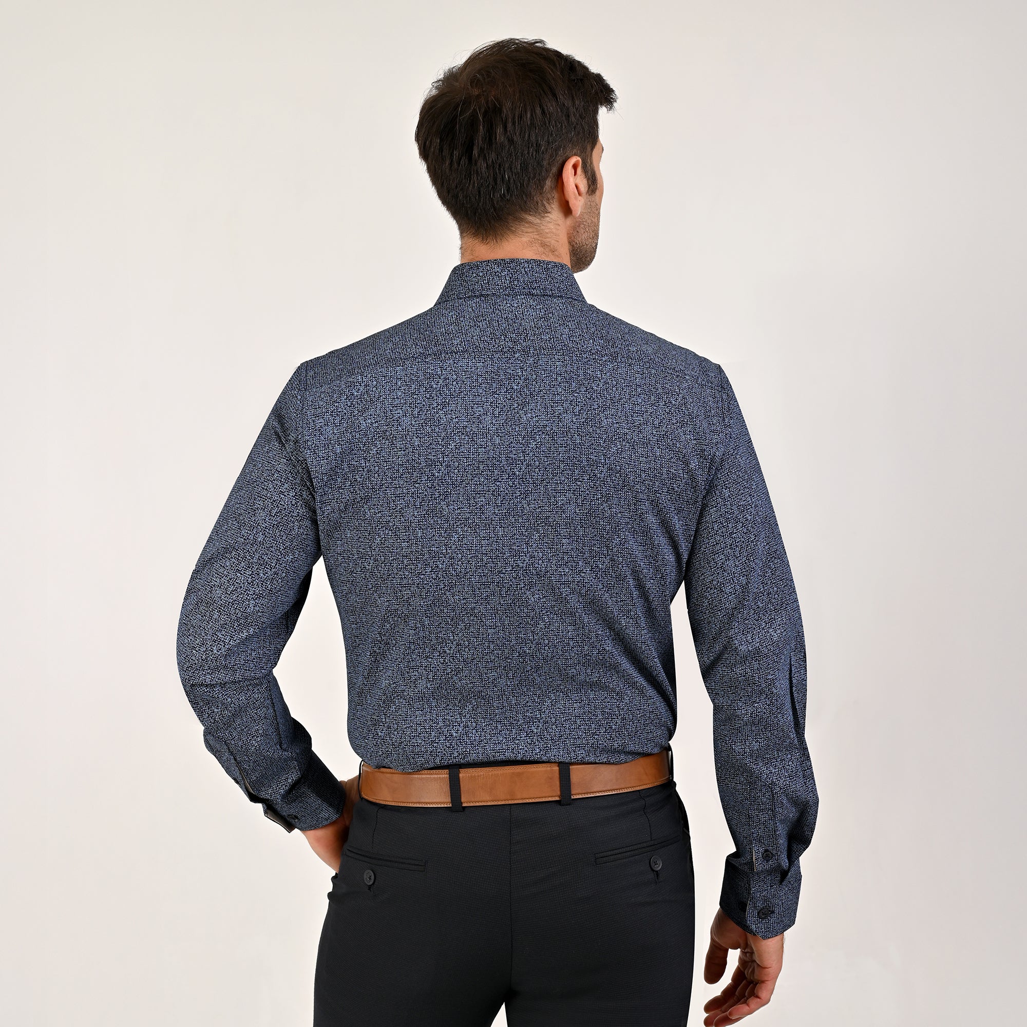 Camisa Yale Collection Para Caballero Manga Larga Slim Fit 4602 Marino