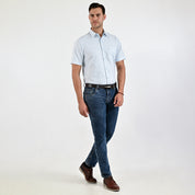 Camisa Yale Para Caballero Cenefa Manga Corta Classic Fit 4716 Azul cielo