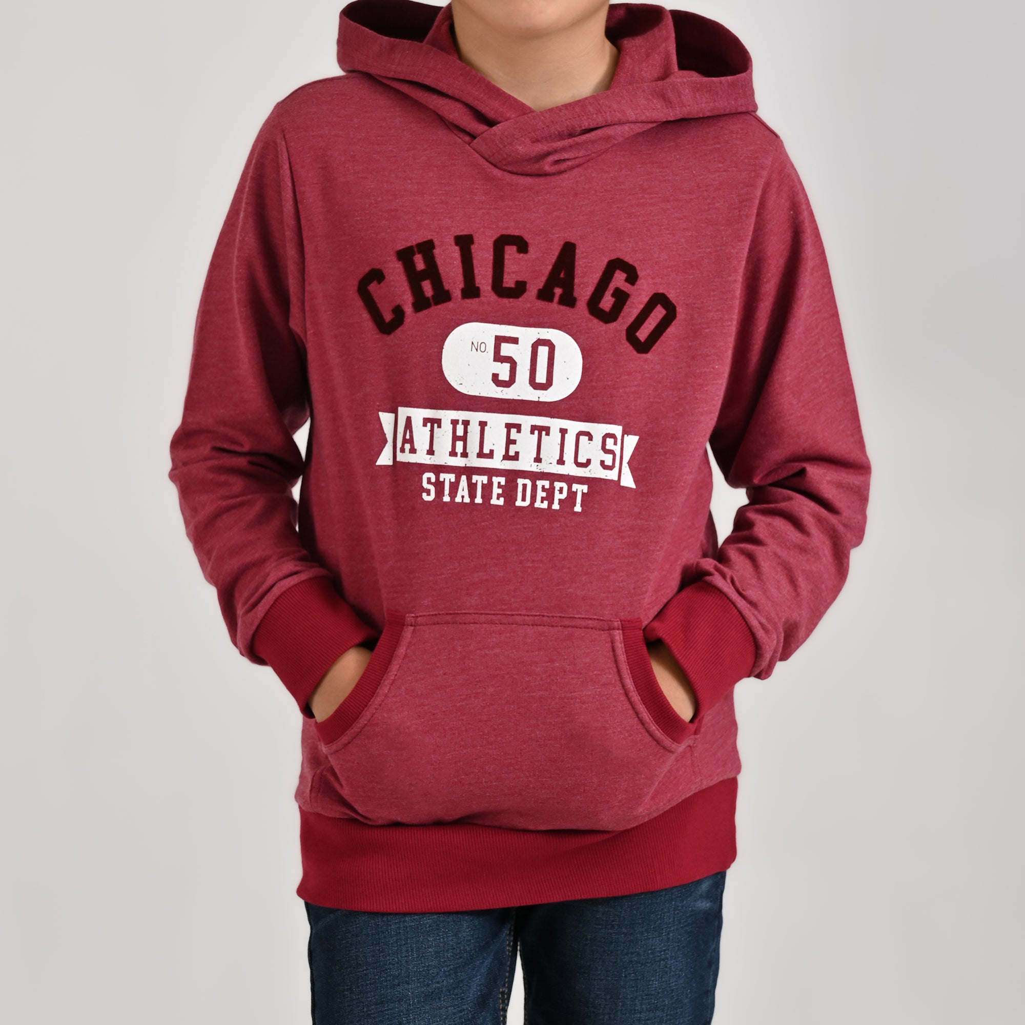 Sudadera Yale Boys Con Capucha Fit 7084 Guinda