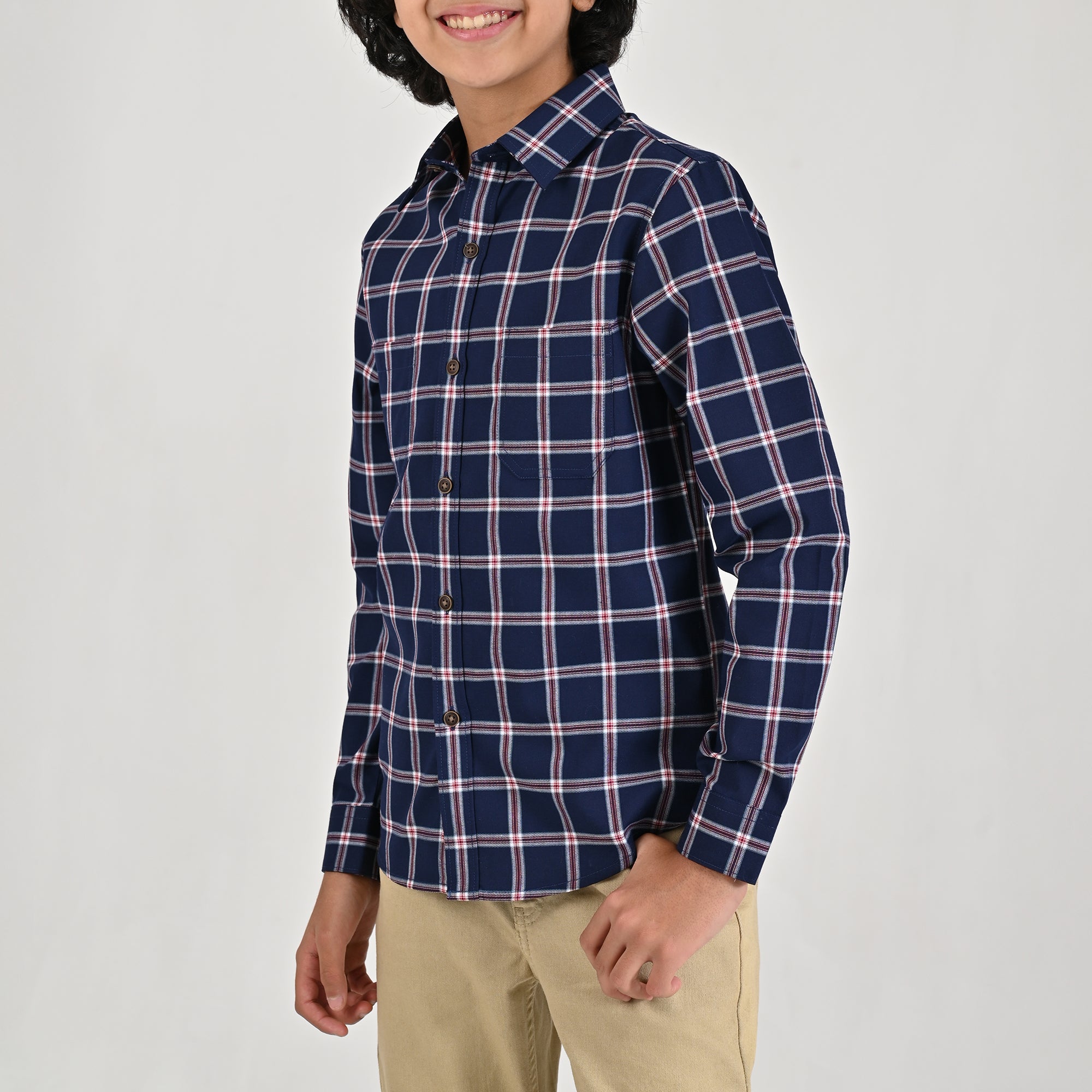 Camisa Yale Boys Manga Larga Regular Fit 4673 Marino