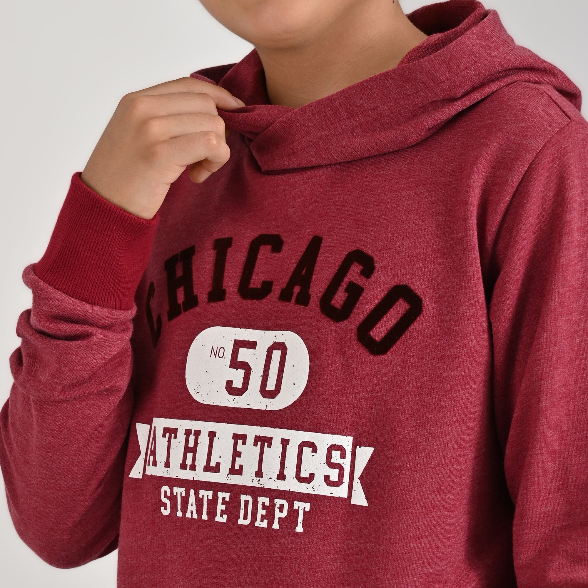 Sudadera Yale Boys Con Capucha Fit 7084 Guinda