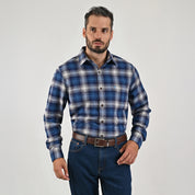 Camisa Yale Para Caballero Manga Larga Regular Fit 4640 Azul