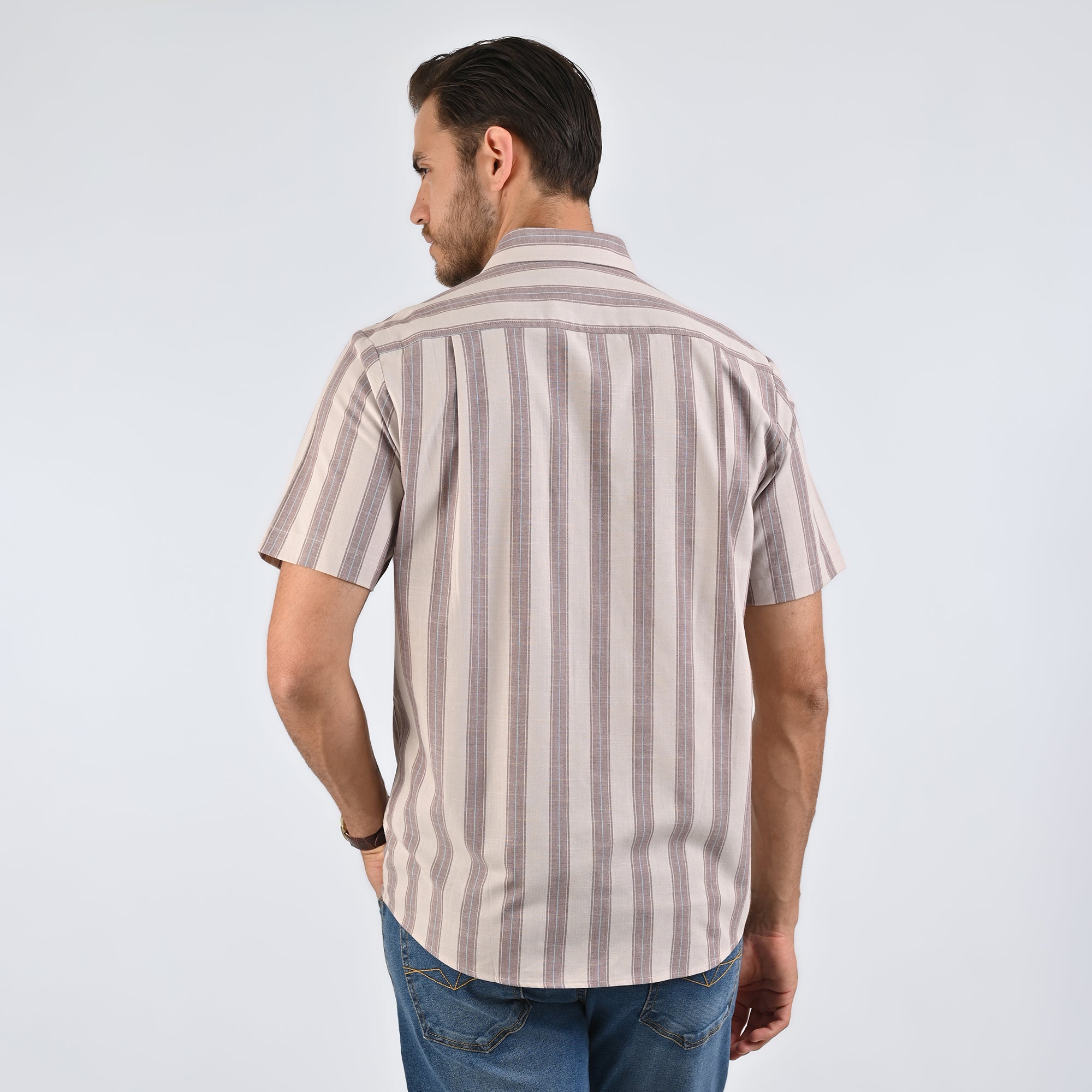 Camisa Yale Para Caballero Manga Corta Regular Fit 4748 Cocoa