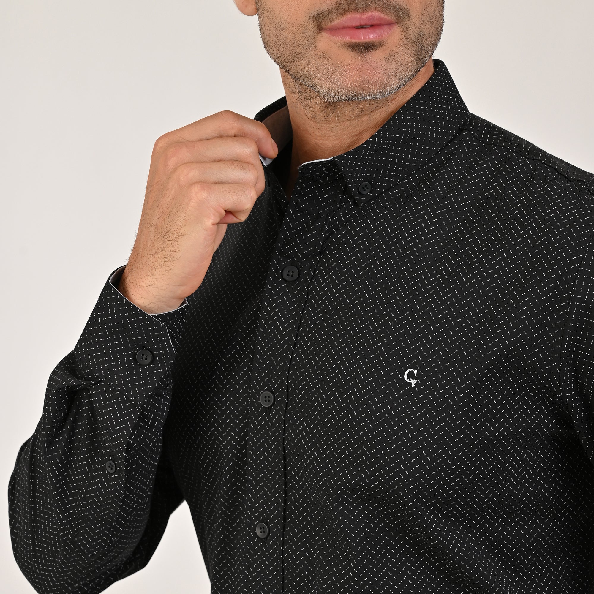 Camisa Yale Collection Para Caballero Manga Larga Slim Fit 4604 Negro