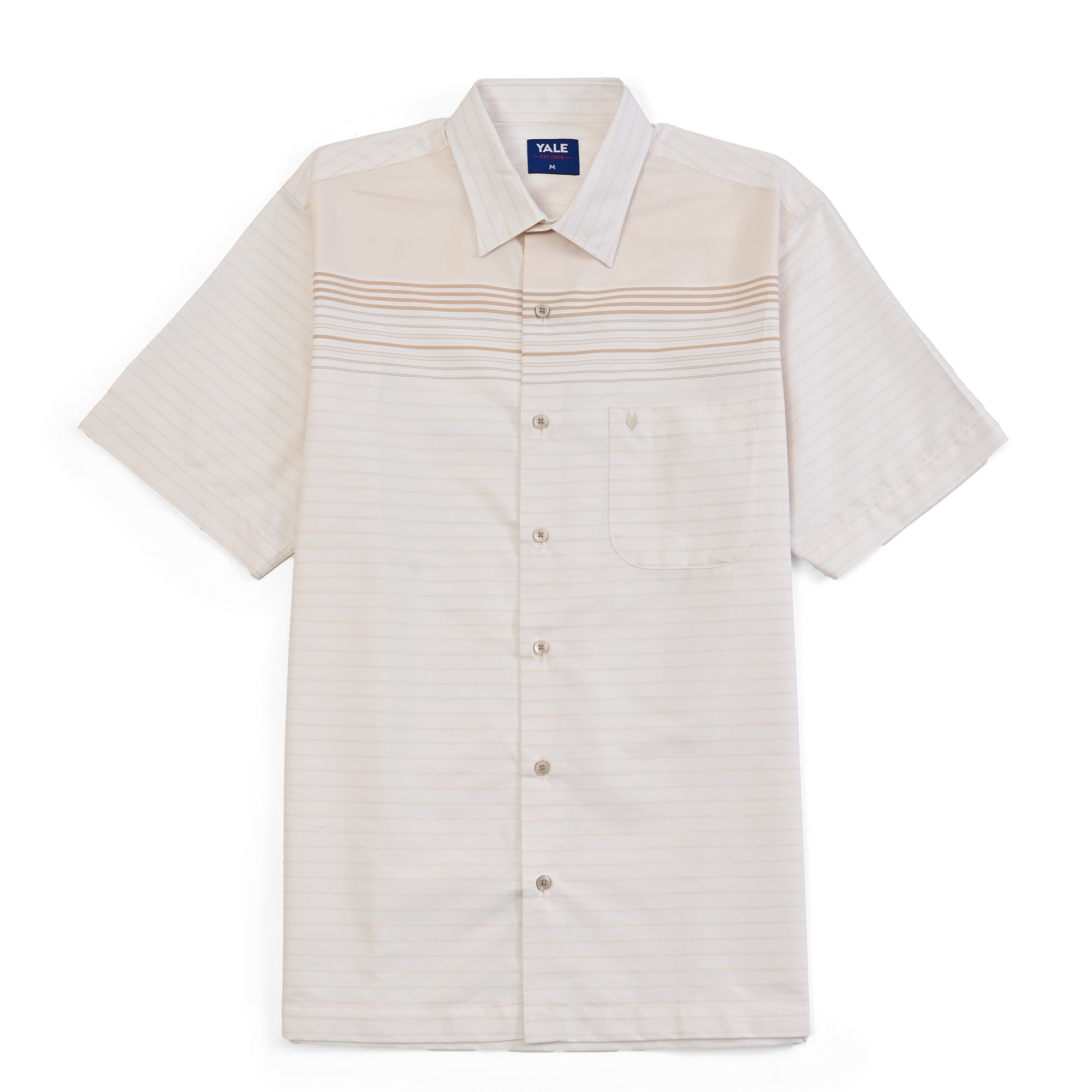Camisa Yale Para Caballero Cenefa Manga Corta Classic Fit 4713 Beige