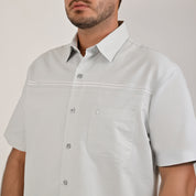 Camisa Yale Para Caballero Cenefa Manga Corta Classic Fit 4712 Gris Perla