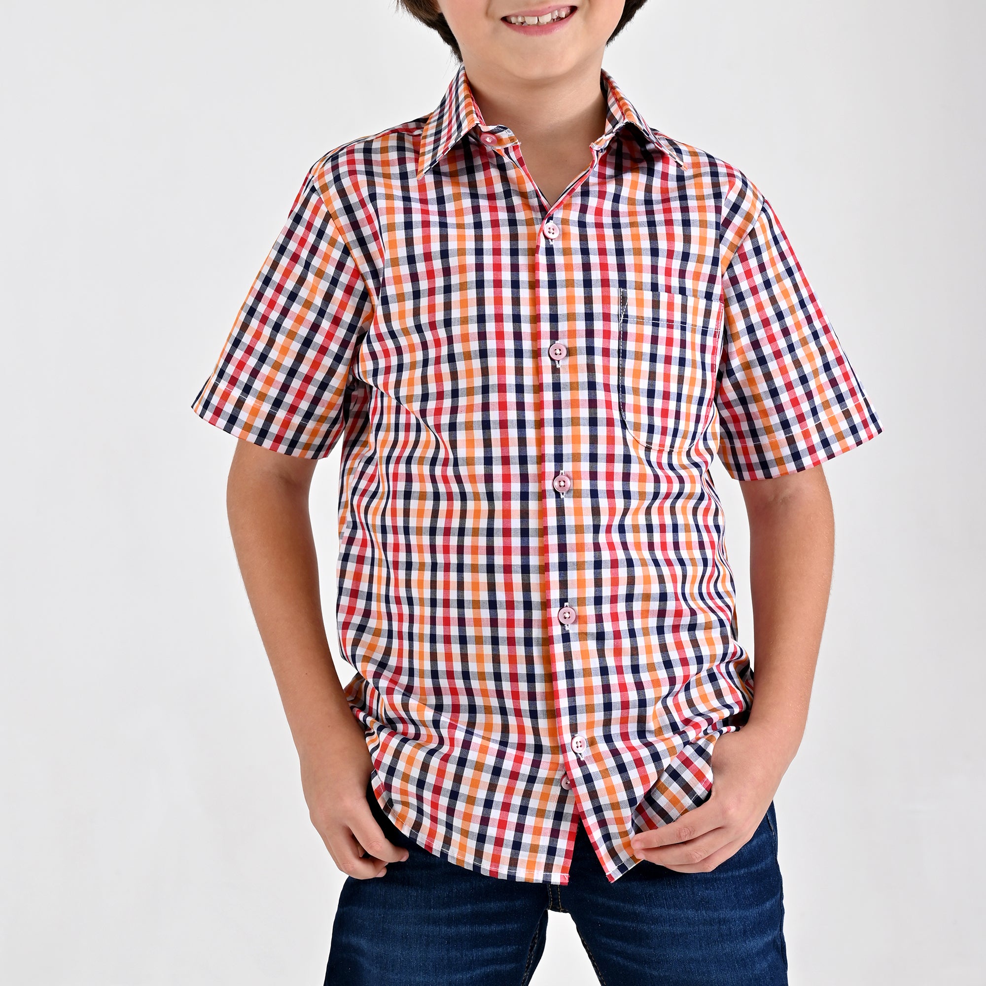 Camisa Yale Boys Manga Corta Regular Fit 4656 Rojo