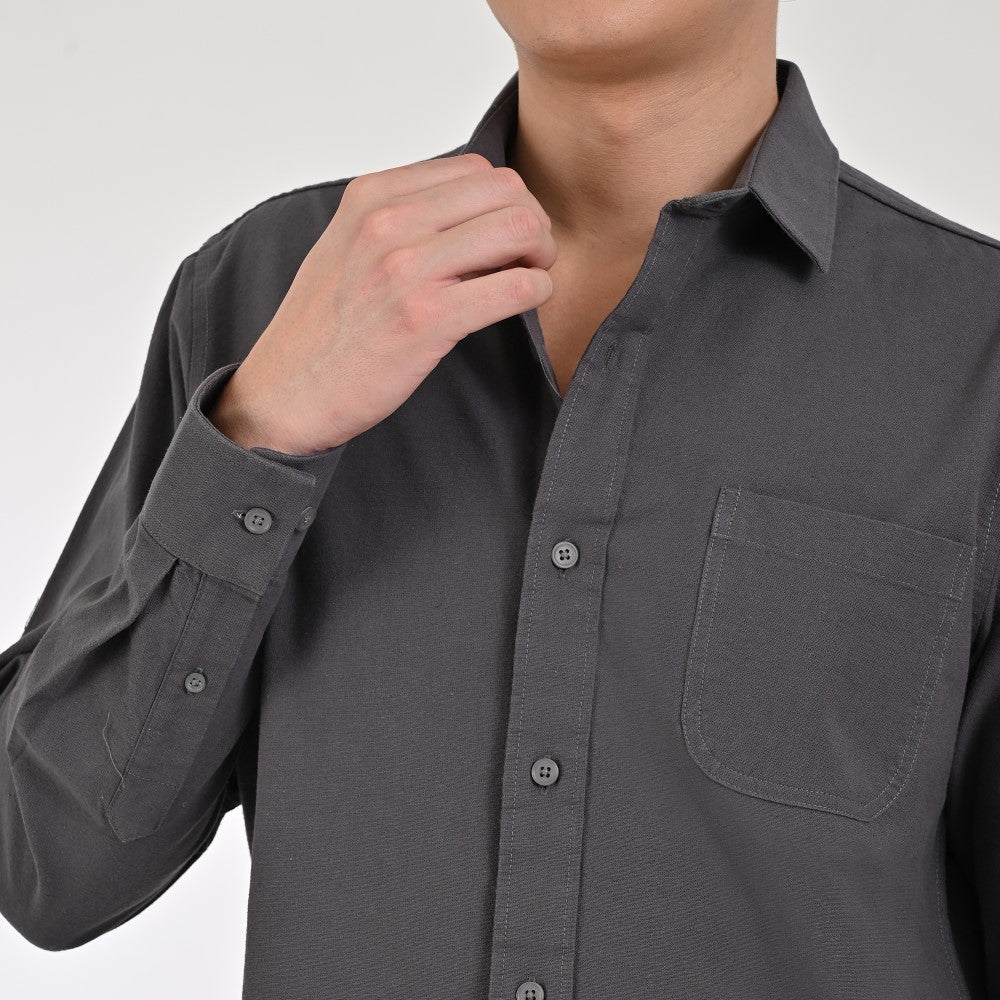 Camisa Caballero Supply Company Manga Larga Slim Fit 4562 Gris Oxford