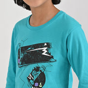 Playera Yale Boys Cuello Redondo Manga Larga Fit 6961 Verde Agua