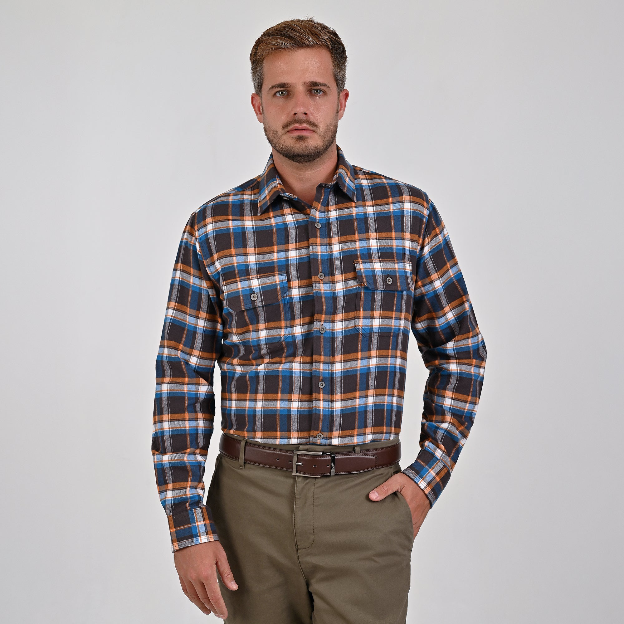 Camisa Yale Para Caballero Manga Larga Regular Fit 4891 Chocolate