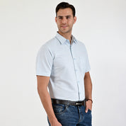 Camisa Yale Para Caballero Cenefa Manga Corta Classic Fit 4716 Azul cielo