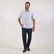 Camisa Yale Para Caballero Chazarilla Manga Corta Classis Fit 4708 Azul cielo