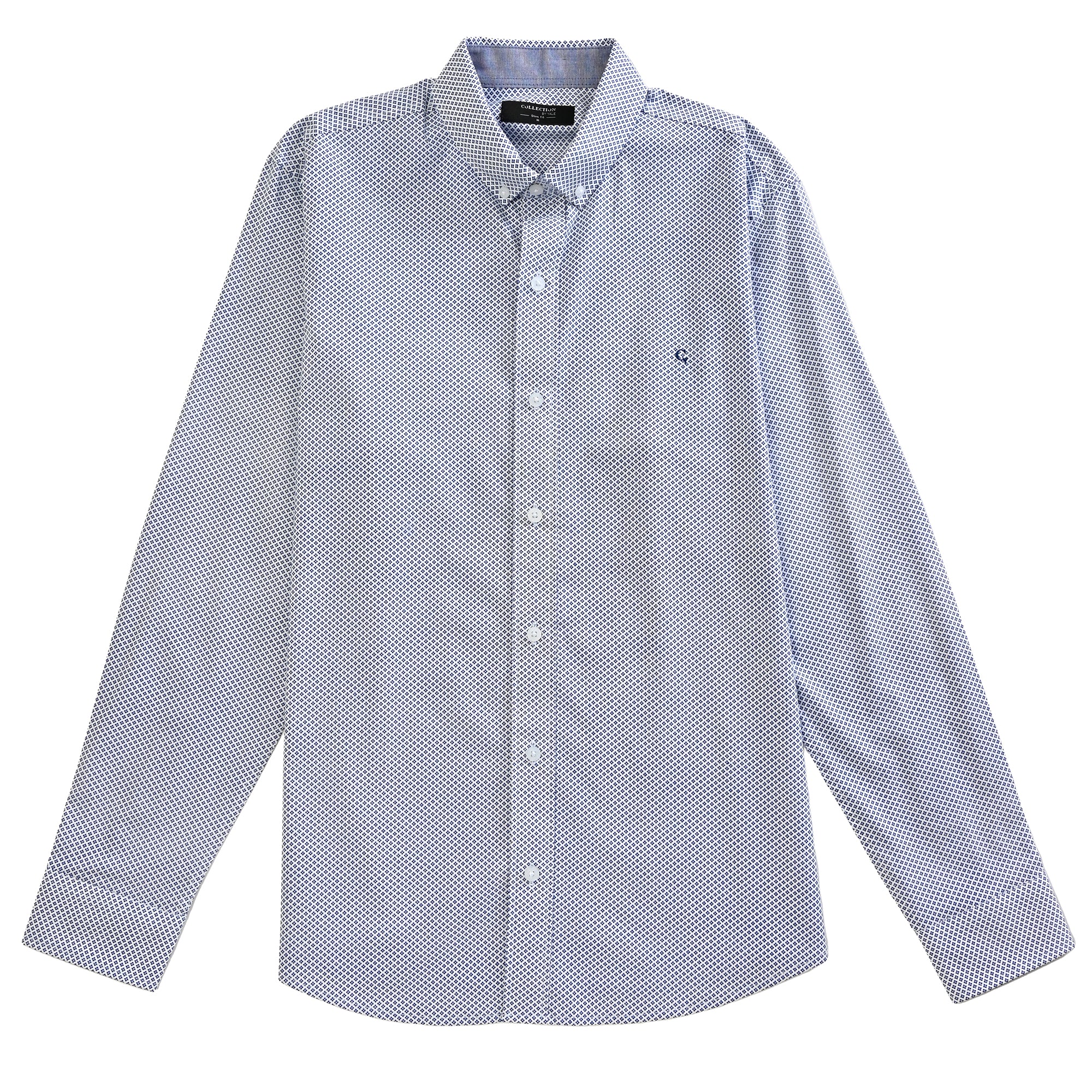 Camisa Yale Collection Para Caballero Manga Larga Slim Fit 4605 Azul Rey