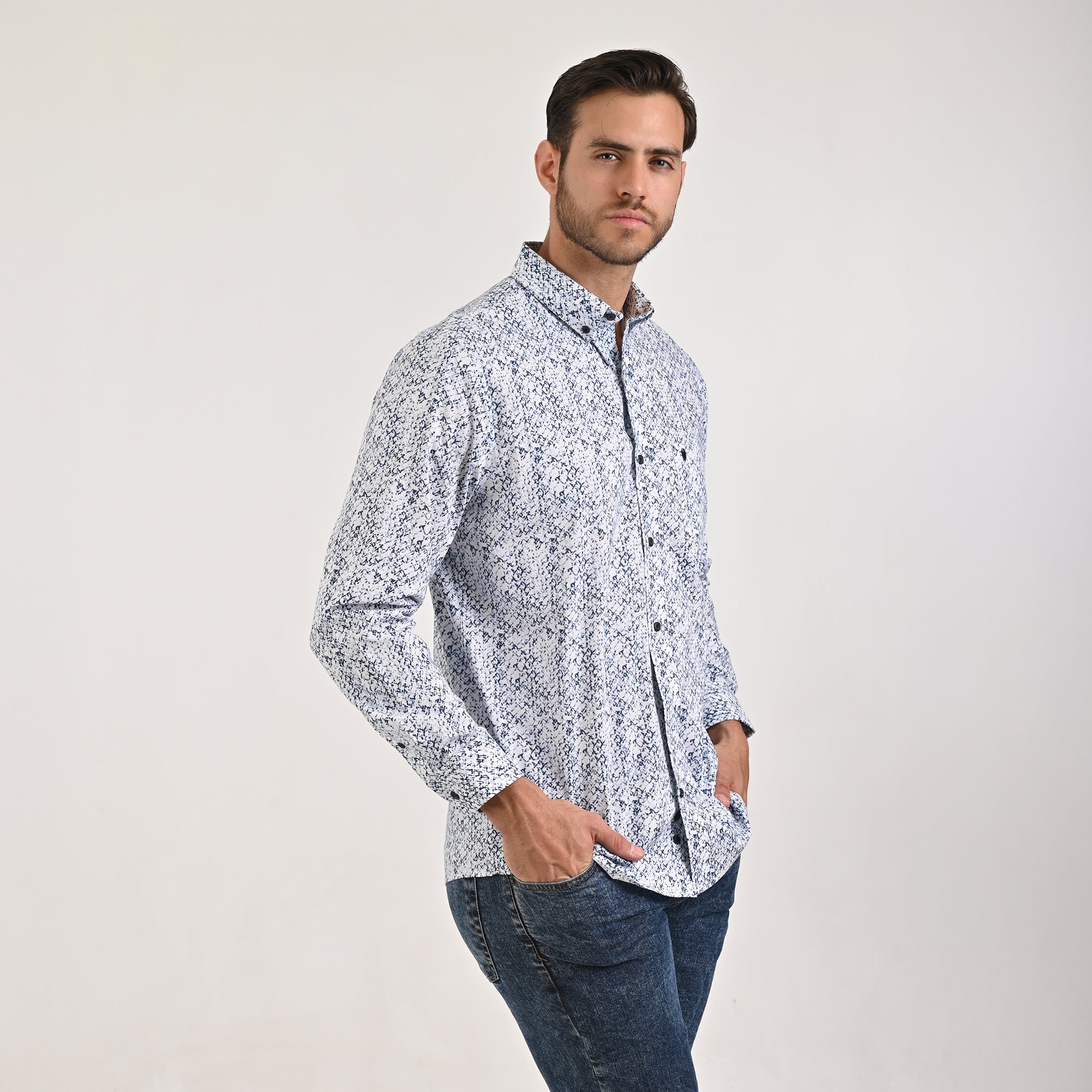Camisa Yale Para Caballero Manga Larga Regular Fit 4639 Azul