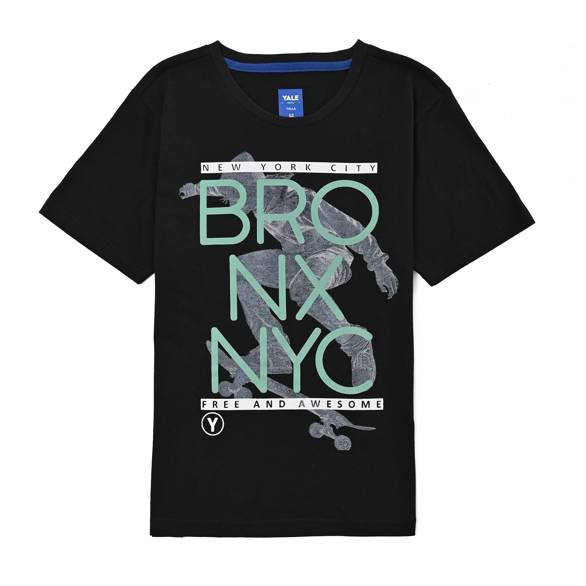 Playera Yale Boys Cuello Redondo Manga Corta Fit 6961 Negro