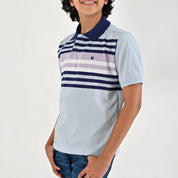 Playera Yale Boys Cuello Polo Manga Corta Fit 7389 Azul