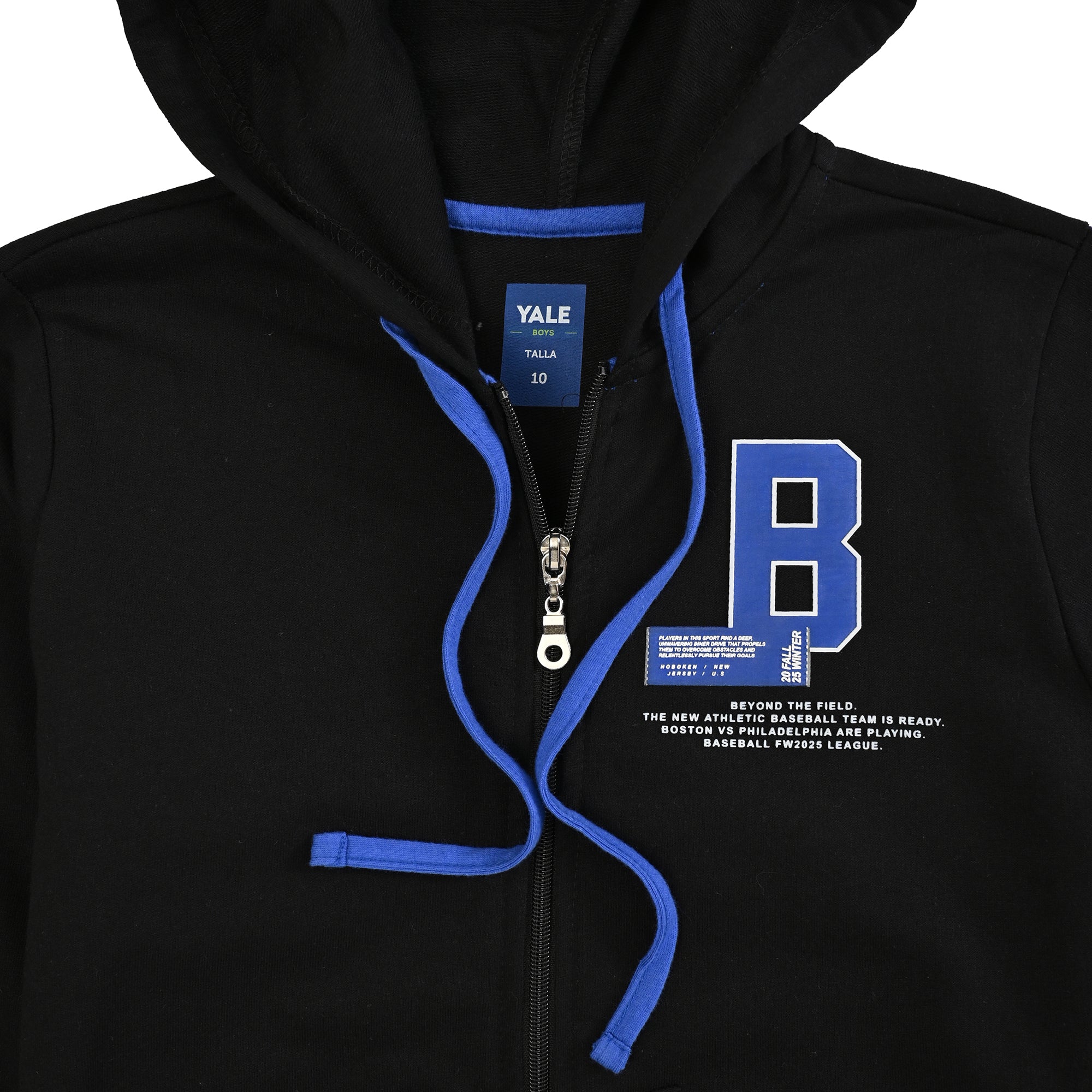 Sudadera Yale Boys Con Capucha y Cierre Fit 7085 Negro