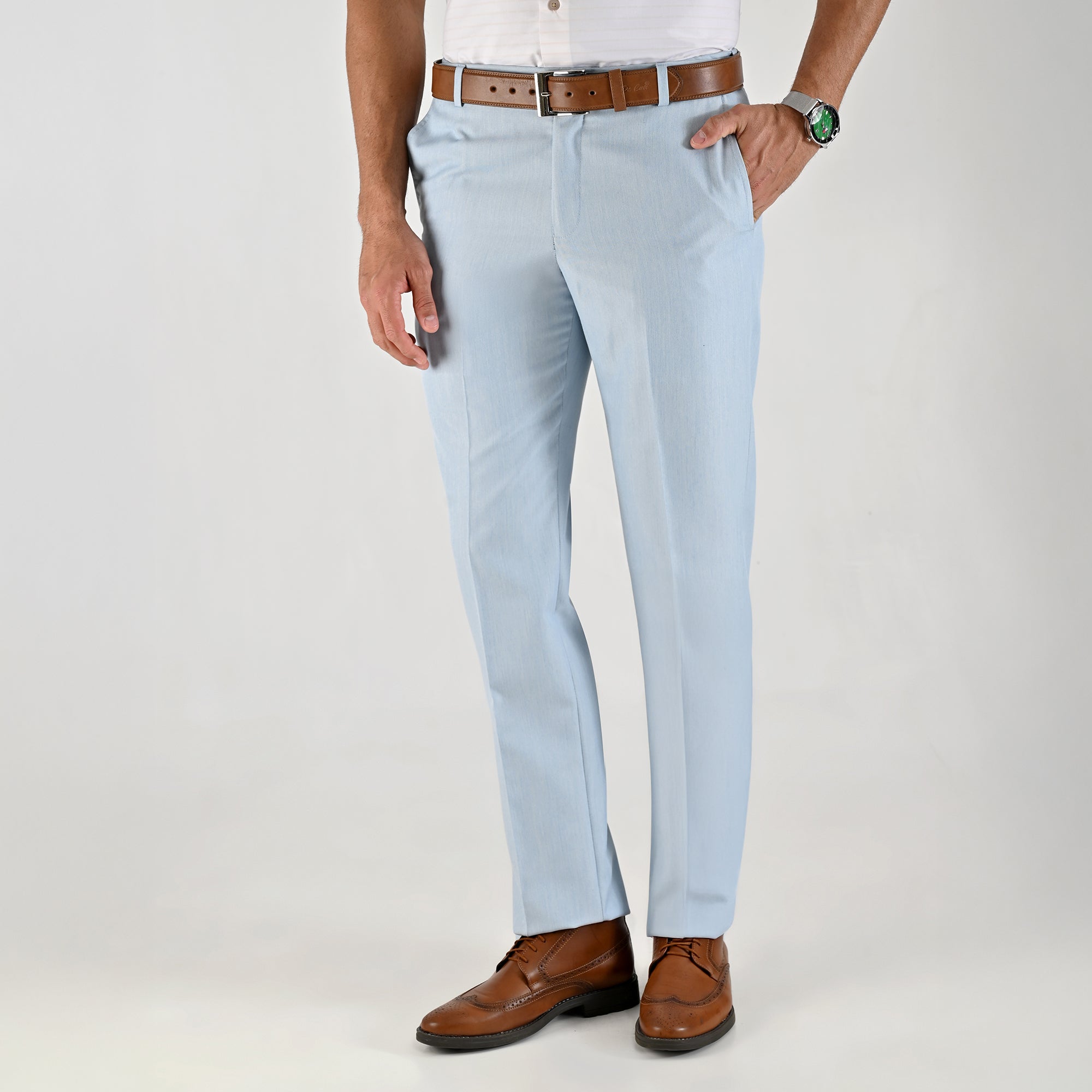 Pantalón de Vestir Yale para Caballero Cintura Ajustable Classic Fit 4703 Azul cielo