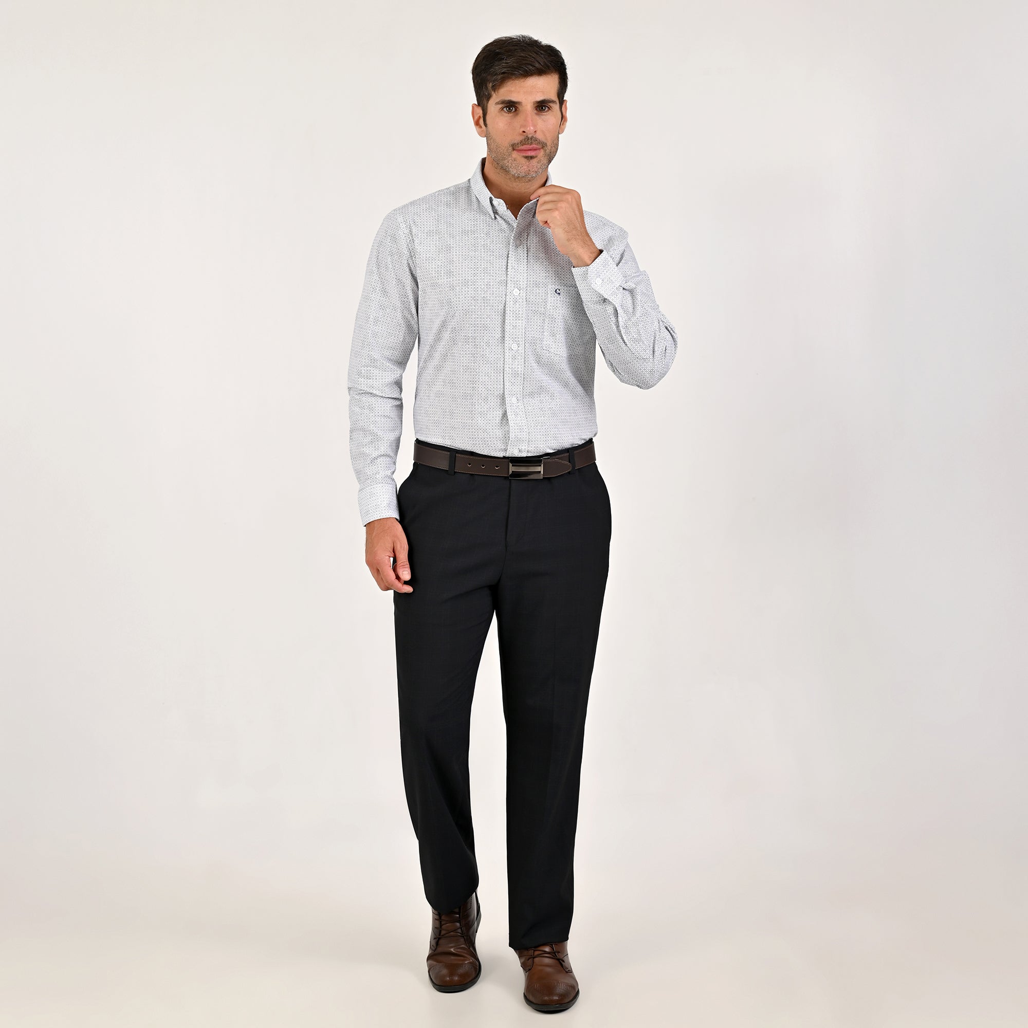 Camisa Yale Para Caballero Manga Larga Regular Fit 4596 Blanco