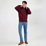 Sudadera Caballero Supply Company Cuello Polo Con Cierre Fit4720 Vino